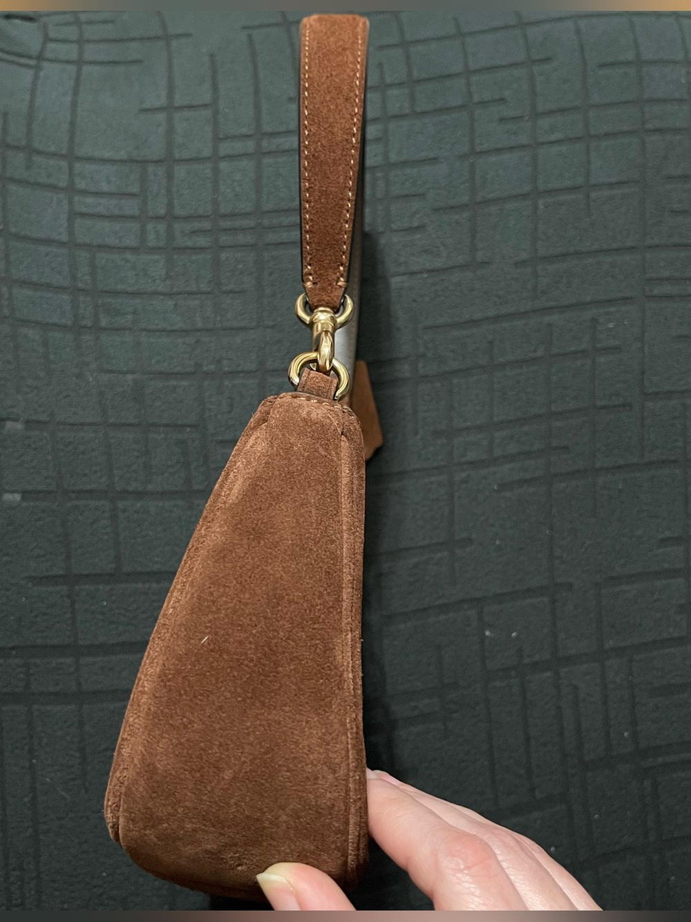 Coach Brown Suede Shoulder Bag with Gold Hardware - Picture 7 of 11